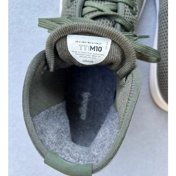Mens Allbirds Tree Toppers Athletic Sneakers Olive Green high top US 10 EU42 - Picture 7 of 10